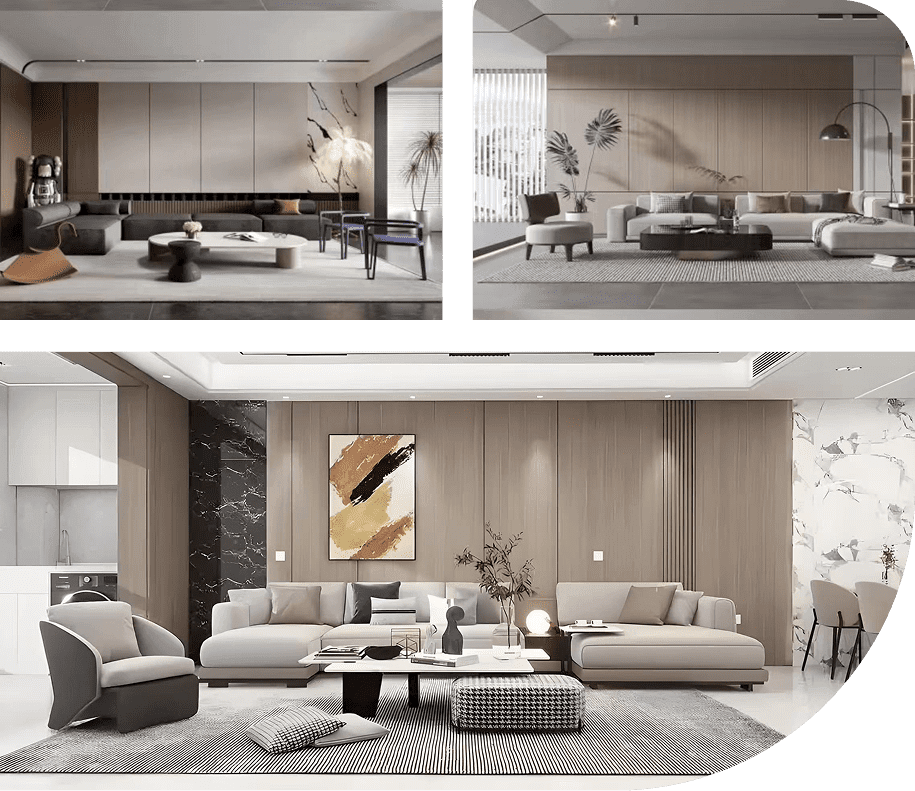 Modern minimalist living room interior design.