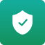 Shield icon with a checkmark on green.