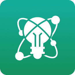 Lightbulb with atomic orbit on green background.